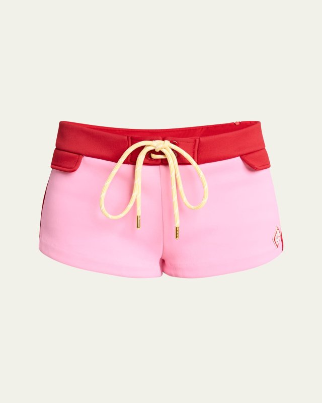 Colorblock Drawstring Mini Shorts